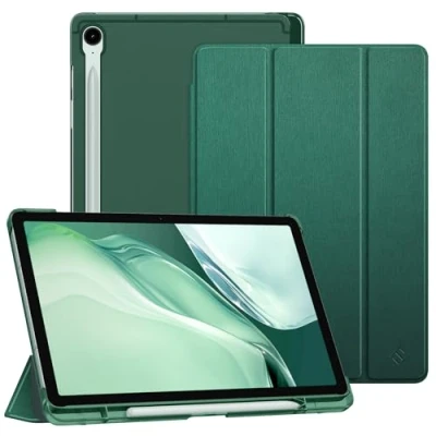 Bild av Fintie Fodral för Samsung Galaxy Tab S9 FE 10,9 tum/surfplatta 11 tum 2023 med pennhållare, ultratunt skyddsfodral genomskinlig baksida och automatisk sömn/väckningsfunktion, mörkgrön