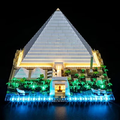 Bild av YEABRICKS LED ljus för Lego 21058 arkitektur Great Pyramid of Giza byggklossmodell (Lego set ingår inte)