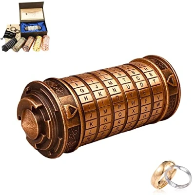 Bild av Da Vinci Mini Cryptex Presentkod Alla hjärtans dag present till honom henne Lås Box Pussellås Original Julklappar 2022 för Hennes Personliga Vänner Par Pappa Mamma Mormor