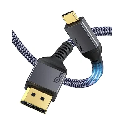 Bild av Maxonar USB C DisplayPort kabel 1.4 8K vid 60 Hz, 2 m, 4K Hz/144 Hz/120 5K 2K 240 Thunderbolt 3/4 till HBR3 typ DP för Mac Studio M1, Mini, MacBook