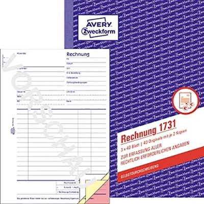 Bild av Avery Zweckform Fakturaformulär 40 ark A5 tredubbla självkopierande