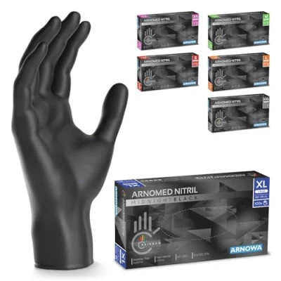 Bild av ARNOMED engångshandskar svarta, nitrilhandskar XL, 100 st/låda, puderfria &amp; latexfria, engångshandskar, handskar finns i storlekarna XS, S, M, L, XL XXL