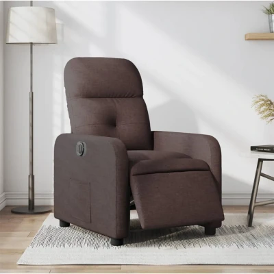 Bild av Elektrisk reclinerfåtölj mörkbrun tyg