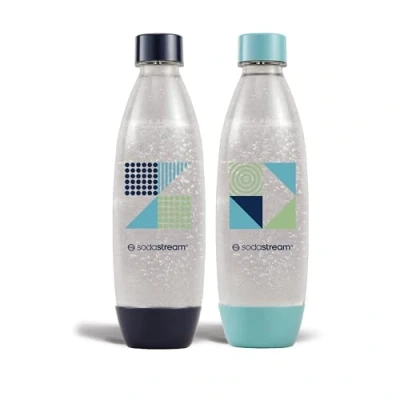 Bild av sodastream Set med 2 flaskor för kolsyrat vatten och läskmaskin Snap &amp; Lock teknik diskmaskinssäker BPA fri mörkblå cyan detaljer