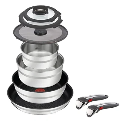 Bild av Jamie Oliver av Tefal L9769932 SET 9 st G6 JO ING6 SS DE Stack.P&amp;P STLS ST, rostfritt stål/svart