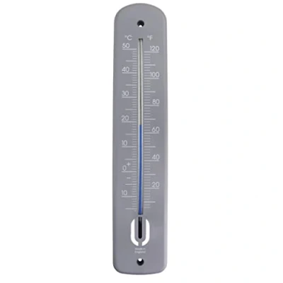 Bild av Stor utomhustermometer 380 mm trädgårdstermometer utomhus för användning i trädgård växthus, uteplats, solterrass, skjul, tilldelning, vägg, klassisk termometer inomhus, utomhus, temperaturmätare (grå)