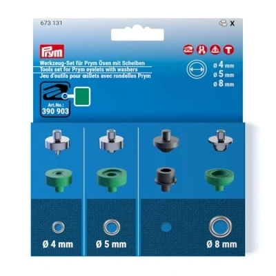 Bild av Verktygsset öljetter [Ø 4 + 5 8 mm] Prym silvermetallic/grön