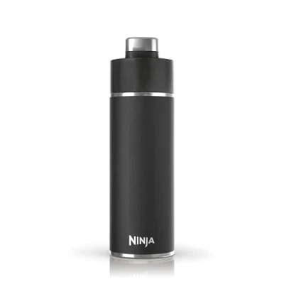 Bild av Ninja Thirsti vattenflaska och kolv 530 ml med läckagesäkert lock, designad för kolsyrade, varma kalla drycker. Perfekt resor sport, trippelisolerad, rostfri flaska, Svart, DW1801EUUKBK
