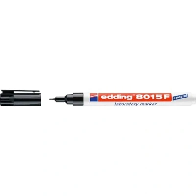 Bild av edding 8015 F laboratoriemärkpenna svart 1 penna rund spets 0,75 mm perfekt för extra fin märkning av släta och transparenta ytor (t.ex. reaktionsglas, laboratorieutrustning, etiketter)