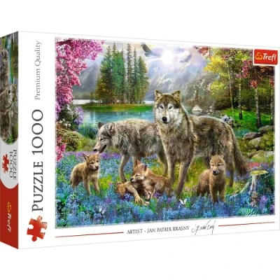 Bild av Trefl Pussel Wolves On The Forest Background Pack Växter, Skogslandskap, DIY Pussel, Kreativ Underhållning Gåva Kul Classic Pussels För Vuxna Och Barn Från 12 År