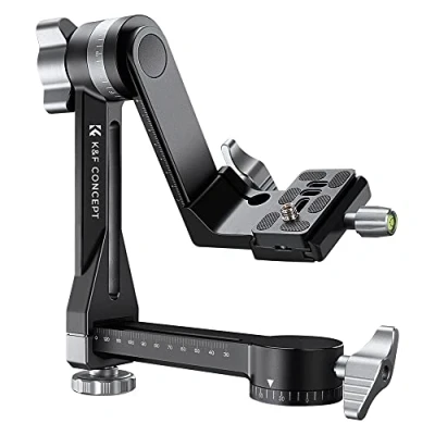 Bild av K&amp;F Concept stativ gimbalhuvud, CNC aluminiumlegering tung plikt 360 panorama stativhuvud med 1/4 tums Arca Swiss snabbväxlingsplatta för DSLR kameror, lastkapacitet upp till 20 kg