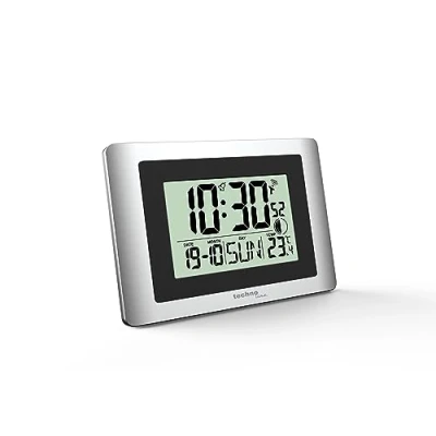 Bild av technoline WS8028 digital radioklocka, väggklocka, klocka, liten, 22 x 15 cm, temperaturdisplay, månfas