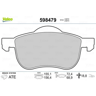 Bild av VALEO 598479 Jeu de plaquettes frein Essieu avant contact signal d&#039;usure exclu avec tôle anti bruit VOLVO: S60 I, V70 2, XC70 I Cross Country