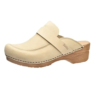 Bild av Sanita Knaus Mule Clog Original Handmade Flexible Leather for Women Maximum stability Anatomical shaped footbed with soft foam Shock absorbing heel Beige 40 EU