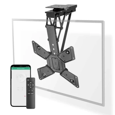 Bild av Nedis SmartLife Motorised TV ceiling Mount 23 65 &quot; Maximum supported screen weight: 30 kg Rotatable Tiltable Minimum distance: 140 mm Remote controlled Steel Black