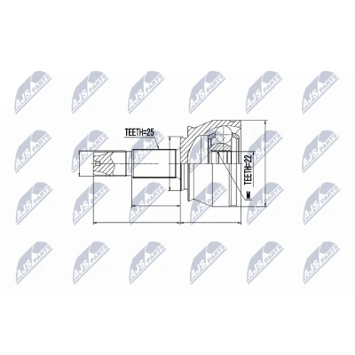 Bild av NTY NPZ FT 032 Tête De Cardan OPEL: Corsa D 3/5 portes, FIAT: 500L, Doblo II Van / Break, Stilo Multi Wagon, FORD: KA 3 portes