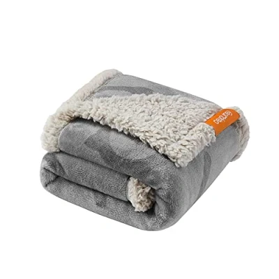 Bild av Feandrea Vattenavvisande Hundtäcke Fleece Flanell Tyg för Miniatyr Hund Katt Maskintvättbar Vändbar sofföverdrag Säng Grå 73x63cm S PPB029G01