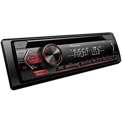 Bild av Pioneer DEH S120UB 1DIN RDS bilradio med röd knappbelysning, display vit, Android stöd, 5 bands equalizer, CD, MP3, USB, AUX ingång, ARC app