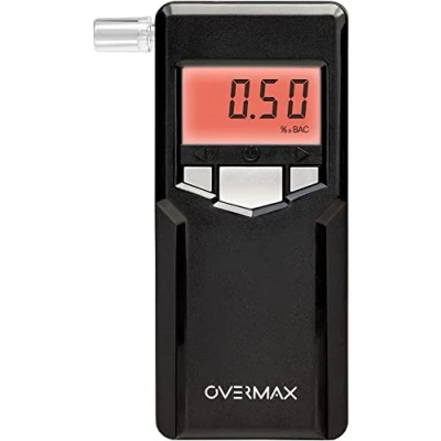 Bild av OVERMAX AD 06 Professionell digital alkomanalysator, platina elektrokemisk sensor används i polis, Kalibrering, Stor noggrannhet till 0,05‰ Svarstid 5s Display LCD Röd indikator och ljud 10 munstycken