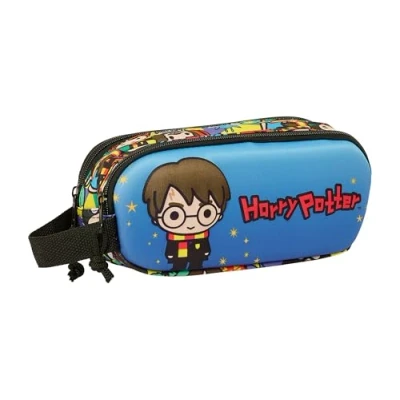 Bild av Safta Harry Potter 3D dubbelt fodral, barnfodral, perfekt för skolbarn, bekväm och mångsidig, kvalitet styrka, 21 x 6 8 cm, Blå/flerfärgad, Estándar, tillfällig