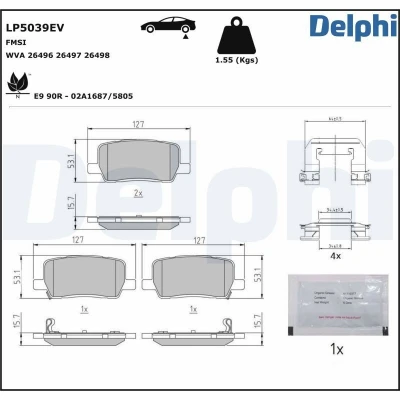 Bild av Bromsbeläggssats, skivbroms DELPHI LP5039EV
