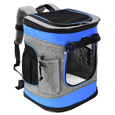 Bild av Pawsse komfort husdjursbärare ryggsäck för katter och hundar upp till 15 lBS utomhus resebyte husdjur vandring, promenader, cykling &amp; utomhusbruk 16 tum H x 1 3,2 L 12 W, 33.5&quot; 30.5&quot; 40.5&quot;, BLÅ