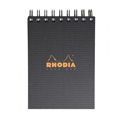 Bild av Rhodia 11920C anteckningsblock (med spiralbunden rutig, 90 g, 7,5 x 10,5 cm, 80 ark) 1 st svart