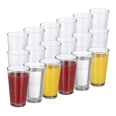 Bild av Relaxdays Uppsättning av 18 dricksglas, tjocka väggiga vattenglas, enkel design, diskmaskinssäker, 500 ml, transparent