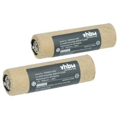 Bild av vhbw 2 x batteri kompatibel med Panasonic ER1610, ER1611 rakapparat hårklippare (1 200 mAh, 1,2 V, NiMH)