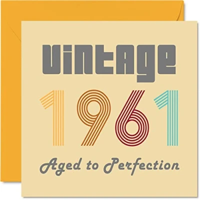 Bild av 63:e födelsedagskort för män kvinnor vintage 1961 åldrad till perfektion 63 roligt henne honom, 145 mm x bästa vän födelsedag gratulationskort mamma pappa farfar