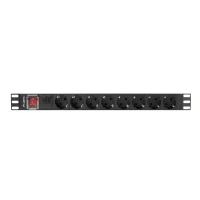 Bild av Lanberg Kraftdistributionsenhet (kan monteras i rack) Växelström 220 250 V 4000 Watt 1 fas ingång: DIN 49441 utgångskontakter: 8 (DIN VDE 0620 1) 1U 19 2 m sladd svart