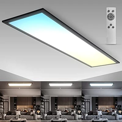 Bild av B.K.Licht LED panel I 1 meter dimbar färgtemperaturkontroll CCT fjärrkontroll timer 24 Watt 2.200 Lumen 1000x250x65 mm
