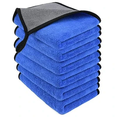 Bild av URAQT Mikrofiber rengöringsdukar, 6 pack, tvåskikts tjocka handdukar, luddfri superabsorberande handduk för hushåll och biltvätt, torkning, detaljering, 40 x 30 cm