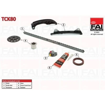 Bild av FAI AutoParts TCK80 Jeu de distribution à chaînes avec joints, roues dentées Simplex, Chaîne vélo TOYOTA: Yaris II 3/5 portes, Aygo