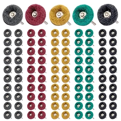 Bild av Vegena 100 stycken 25 mm slipmedel, polerskivor, slipskiva, poleringsslipskiva, slipmedel polering, hjul med 3 skaft, poleringstillbehör för Dremel rotationsverktyg, polerset glas, metall trä
