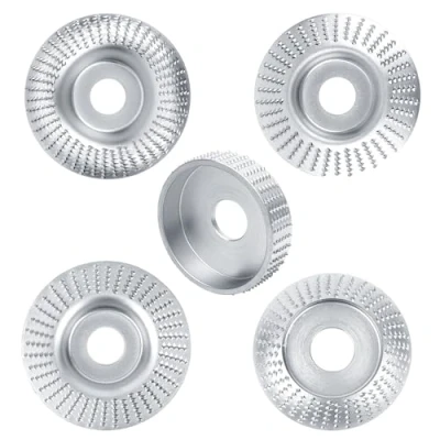 Bild av 5 stycken slipskivor i trä för vinkelslipar, träbearbetningsverktyg snideri och slipning av trä, barrträ, lövträ (silver)