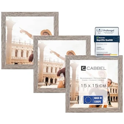 Bild av CABBEL Trepack (3 delar) ramar 15 x cm i MDF trä mörk ek med okrossbart plexiglas/modno
