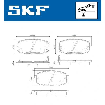 Bild av SKF VKBP 80183 A Jeu de plaquettes frein avec indicateur d&#039;usure KIA: cee‘d I 5 portes, Break, Pro 3 portes
