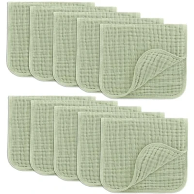 Bild av Comfy Cubs Muslin spottdukar set om 6 stora 100 % bomull handtvättlappar lager extra absorberande och mjuka (salvia, 10 pack)