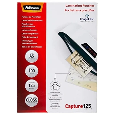 Bild av Fellowes Capture A5 125 mikron glansiga lamineringsfickor (paket med 100)