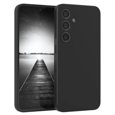 Bild av EAZY CASE silikonskal för Galaxy S25 skal mjukt stötsäkert mobiltelefonfodral med kameraskydd tunt premiumskydd TPU telefonstötfångare i svart matt