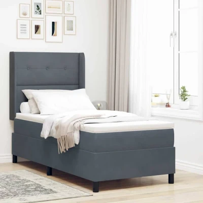 Bild av Boxspring Säng med Madrass Mörkgrå 80x200 cm Sammet