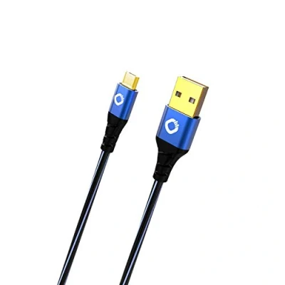 Bild av Oehlbach USB Plus Micro kabel för Android typ A 2.0 till MicroB PVC hölje OFC, blå/svart 3 m