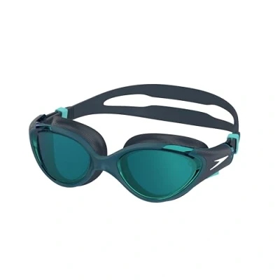 Bild av Speedo Dam Biofuse 2.0 spegel SwiMing glasögon, kvinnlig design, patenterad justeringsmekanism, anti dimma, läcka, bekväm passform, mörk blågrön/kobolt/smaragdspegel, en storlek