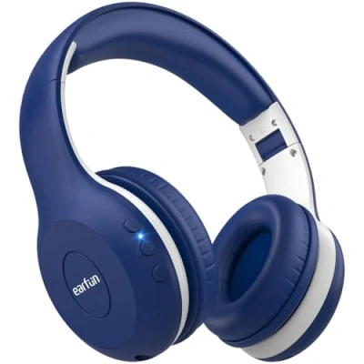Bild av EarFun Bluetooth hörlurar för barn, 85/94 dB volymkontroll, HiFi ljud, HD mikrofon, 40 timmars batteri, vikbara, justerbara, hörlurar, trådlösa, bluetooth, barn skola/resor, blå
