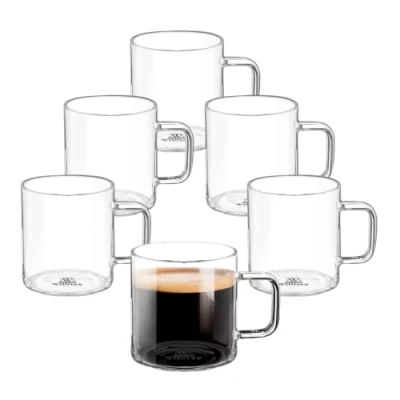 Bild av Wilmax Teglas och kaffeglas med handtag set om 6 320 ml glas för varma kalla drycker kaffemugg glödvinsglas juiceglas vattenglas glakoppar diskmaskinssäker