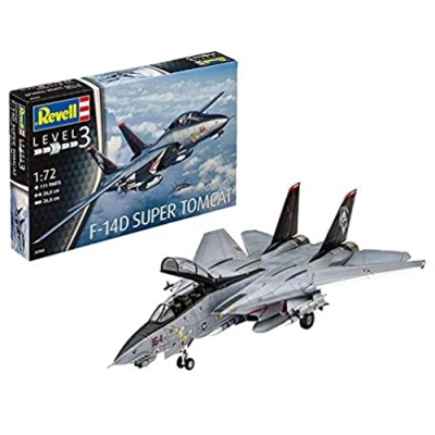 Bild av Revell modellbyggsats Flygplan 1:72 Grumman F 14D Super Tomcat i skala 1:72, nivå 3, trogen reproduktion med många detaljer, 03960, 120 År