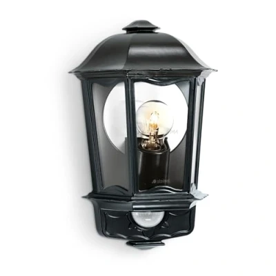 Bild av STEINEL Klassisk utomhuslampa med sensor L 190 S, max 100 W, IR sensor, avkänningsvinkel: 180, räckvidd: 12 m, E27 uttag, IP44, svart