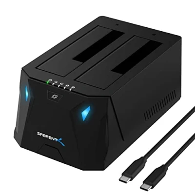 Bild av Sabrent USB Type C SATA 2.5 &amp; 3.5 Dual Bay Hard Drive Docking Station Offline Cloning Up to 5Gbps Tool Free Installation (EC CH2B)