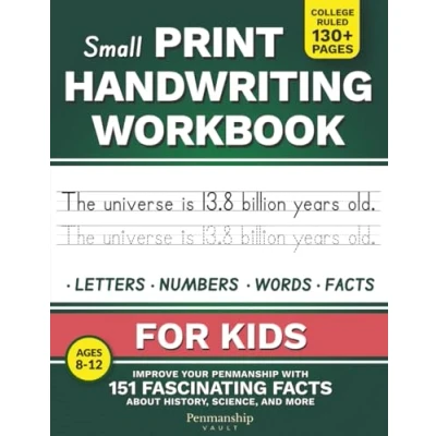 Bild av Small Print Handwriting Workbook for Kids: Improve your Penmanship with 151 Fascinating Facts about History, Science, and More